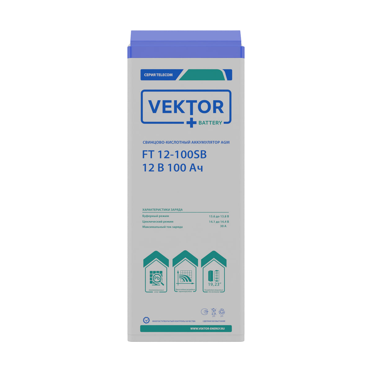 Купить аккумулятор VEKTOR Plus FT 12-100SB: AGM, 12 В, 104 А&middot;ч. Цена, размеры и характеристики в &laquo;Прайм Электро&raquo;.