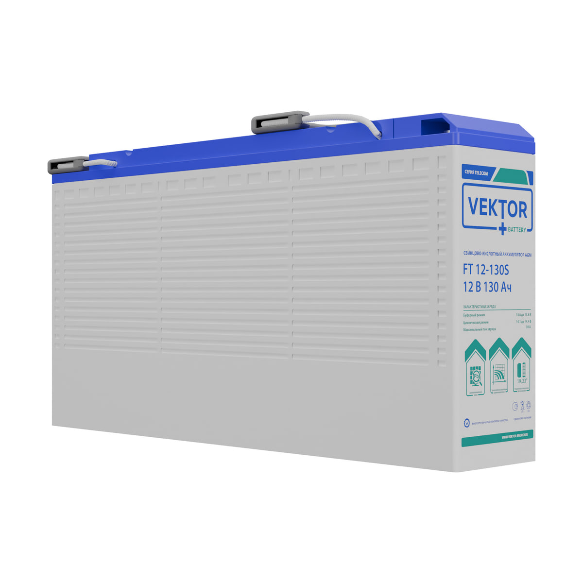 Миниатюра: Купить аккумулятор VEKTOR Plus FT 12-130S: AGM, 12 В, 130 А&middot;ч. Цена, размеры и характеристики в &laquo;Прайм Электро&raquo;.
