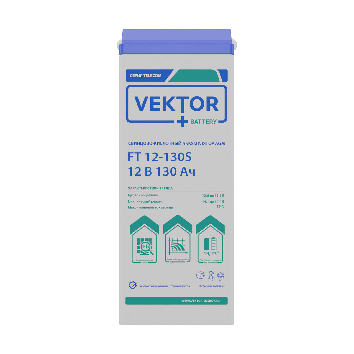 Купить аккумулятор VEKTOR Plus FT 12-130S: AGM, 12 В, 130 А&middot;ч. Цена, размеры и характеристики в &laquo;Прайм Электро&raquo;.