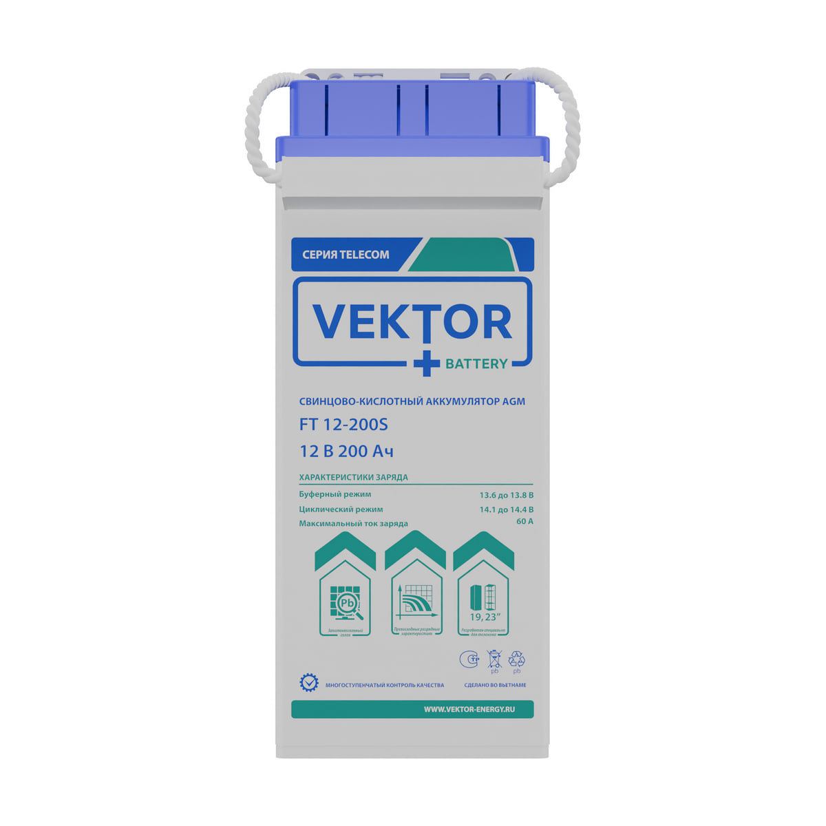 Миниатюра: Купить аккумулятор VEKTOR Plus FT 12-200S: AGM, 12 В, 200 А&middot;ч. Цена, размеры и характеристики в &laquo;Прайм Электро&raquo;.