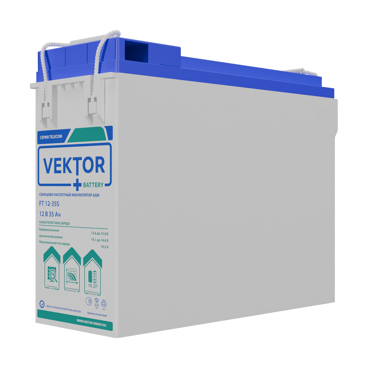 Миниатюра: Купить аккумулятор VEKTOR Plus FT 12-35S: AGM, 12 В, 37 А&middot;ч. Цена, размеры и характеристики в &laquo;Прайм Электро&raquo;.