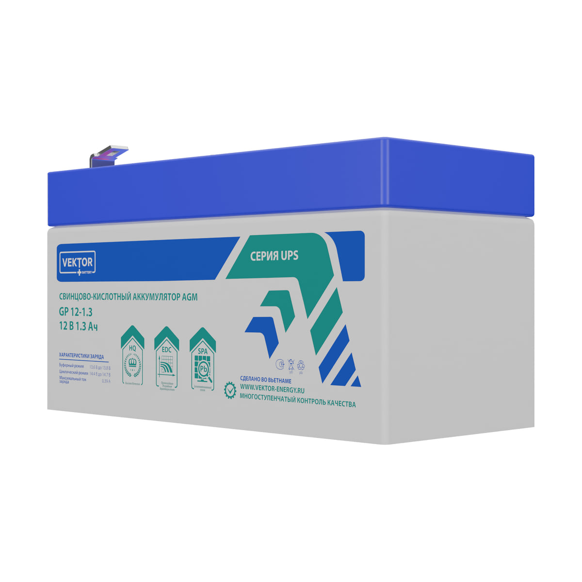 Миниатюра: Купить аккумулятор VEKTOR Plus GP 12-1.3S: AGM, 12 В, 1,3 А&middot;ч. Цена, размеры и характеристики в &laquo;Прайм Электро&raquo;.