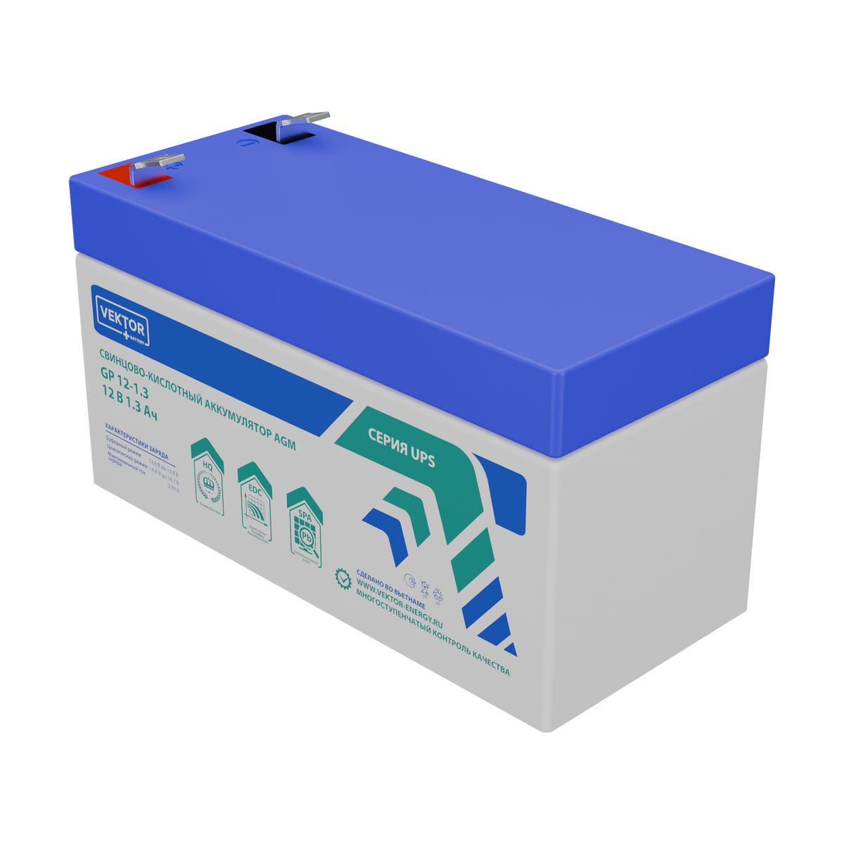 Миниатюра: Купить аккумулятор VEKTOR Plus GP 12-1.3S: AGM, 12 В, 1,3 А&middot;ч. Цена, размеры и характеристики в &laquo;Прайм Электро&raquo;.