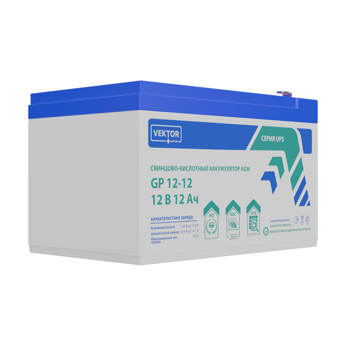 Миниатюра: Купить аккумулятор VEKTOR Plus GP 12-12S: AGM, 12 В, 12 А&middot;ч. Цена, размеры и характеристики в &laquo;Прайм Электро&raquo;.