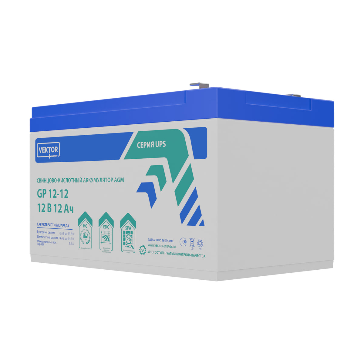 Миниатюра: Купить аккумулятор VEKTOR Plus GP 12-12S: AGM, 12 В, 12 А&middot;ч. Цена, размеры и характеристики в &laquo;Прайм Электро&raquo;.