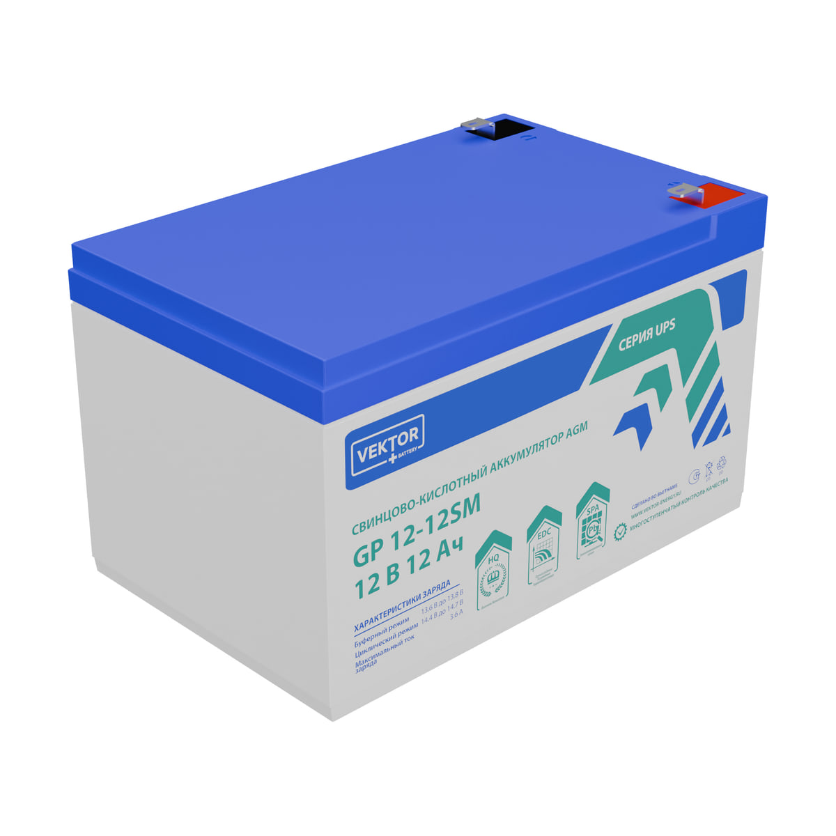 Миниатюра: Купить аккумулятор VEKTOR Plus GP 12-12SM: AGM, 12 В, 12 А&middot;ч. Цена, размеры и характеристики в &laquo;Прайм Электро&raquo;.