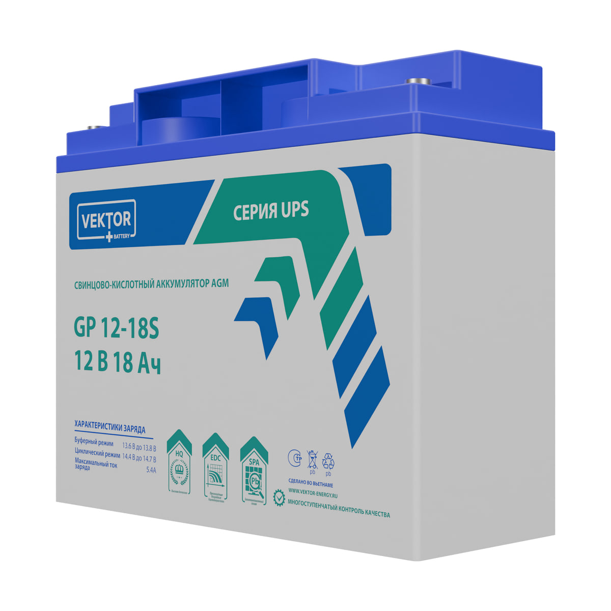 Миниатюра: Купить аккумулятор VEKTOR Plus GP 12-18S: AGM, 12 В, 19,5 А&middot;ч. Цена, размеры и характеристики в &laquo;Прайм Электро&raquo;.