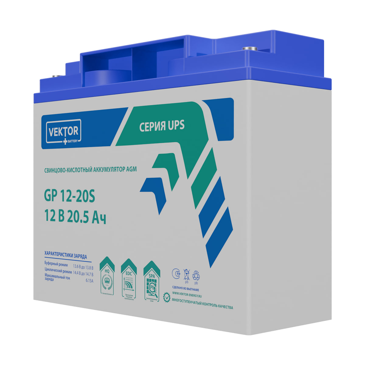 Миниатюра: Купить аккумулятор VEKTOR Plus GP 12-20S: AGM, 12 В, 20,5 А&middot;ч. Цена, размеры и характеристики в &laquo;Прайм Электро&raquo;.