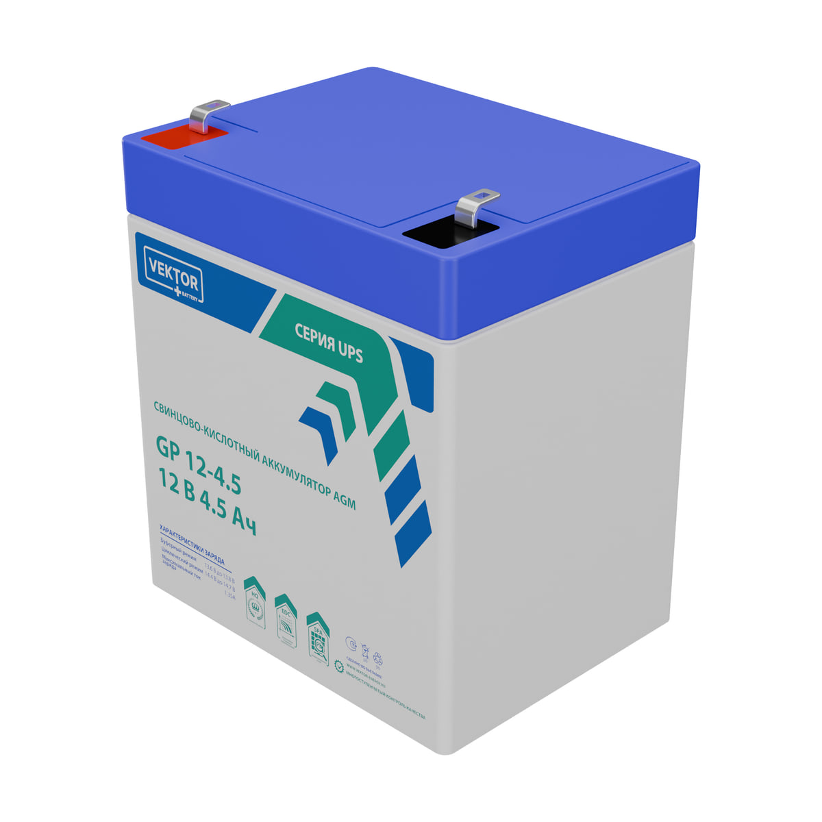 Миниатюра: Купить аккумулятор VEKTOR Plus GP 12-4.5S: AGM, 12 В, 5 А&middot;ч. Цена, размеры и характеристики в &laquo;Прайм Электро&raquo;.