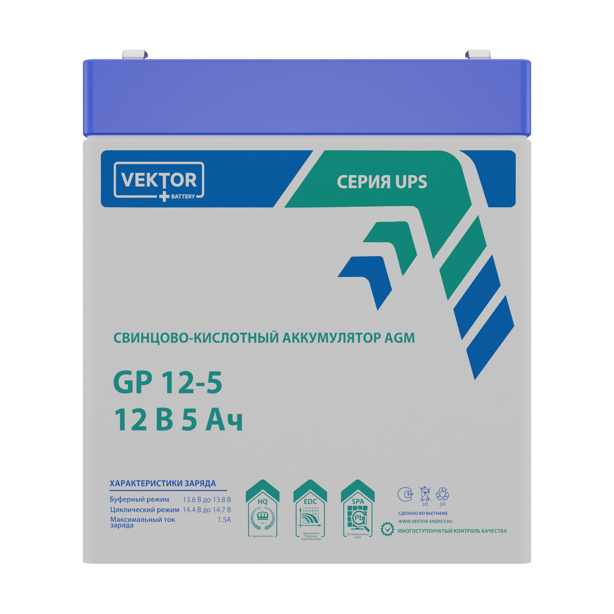 Купить аккумулятор VEKTOR Plus GP 12-5S: AGM, 12 В, 5,5 А&middot;ч. Цена, размеры и характеристики в &laquo;Прайм Электро&raquo;.