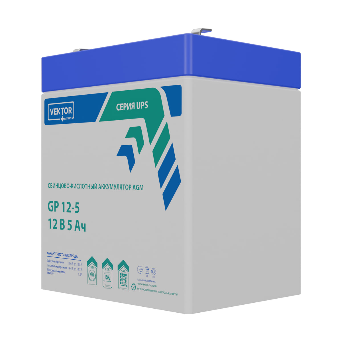 Миниатюра: Купить аккумулятор VEKTOR Plus GP 12-5S: AGM, 12 В, 5,5 А&middot;ч. Цена, размеры и характеристики в &laquo;Прайм Электро&raquo;.