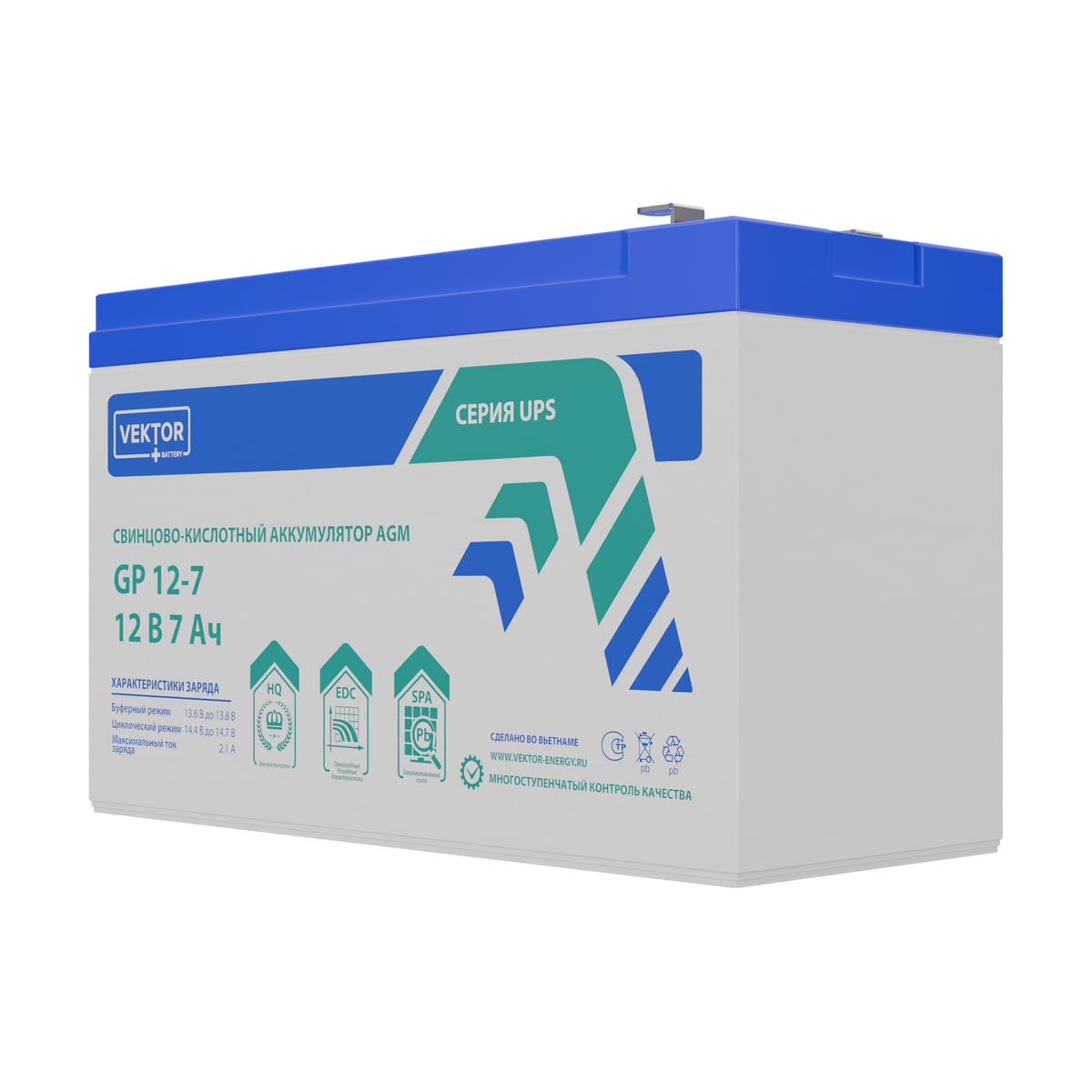 Миниатюра: Купить аккумулятор VEKTOR Plus GP 12-7S: AGM, 12 В, 7 А&middot;ч. Цена, размеры и характеристики в &laquo;Прайм Электро&raquo;.
