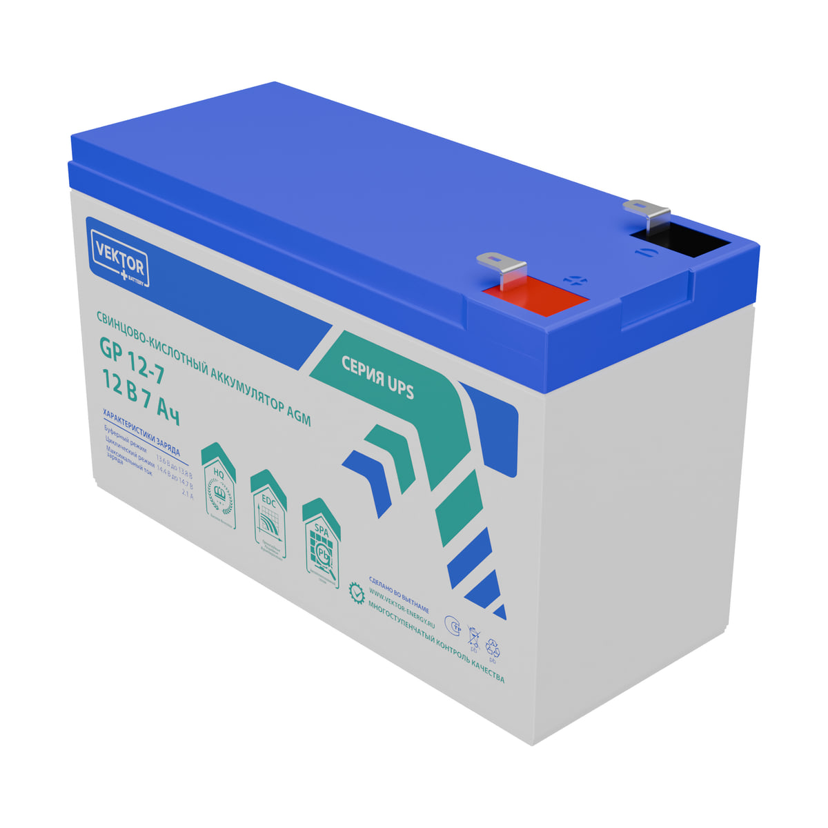 Миниатюра: Купить аккумулятор VEKTOR Plus GP 12-7S: AGM, 12 В, 7 А&middot;ч. Цена, размеры и характеристики в &laquo;Прайм Электро&raquo;.