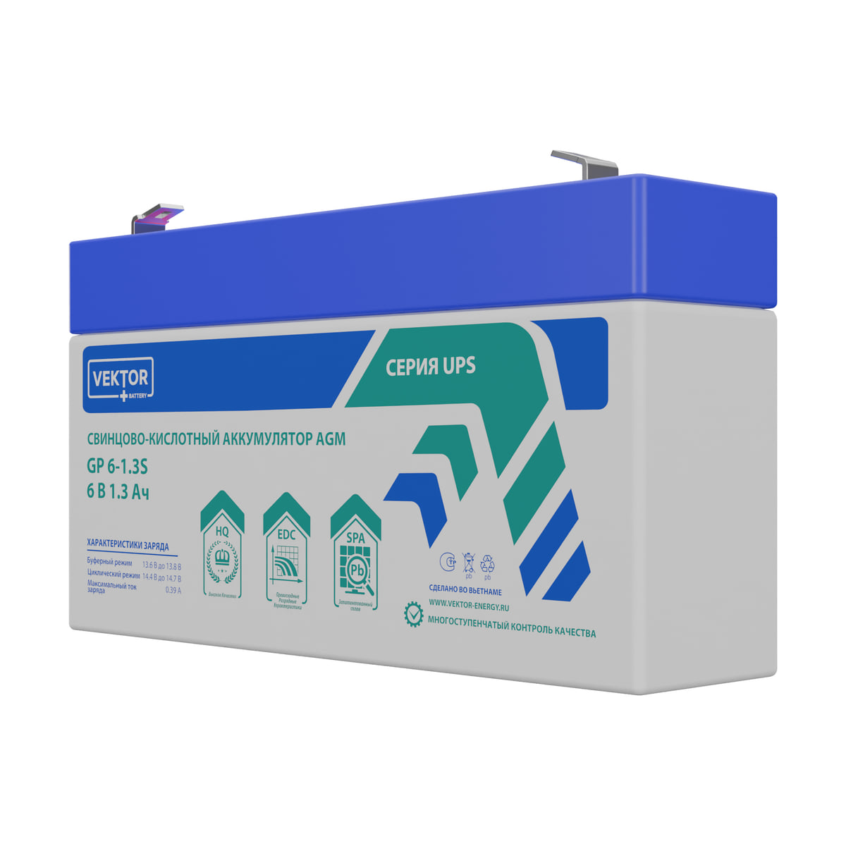 Миниатюра: Купить аккумулятор VEKTOR Plus GP 6-1.3S: AGM, 6 В, 1,3 А&middot;ч. Цена, размеры и характеристики в &laquo;Прайм Электро&raquo;.