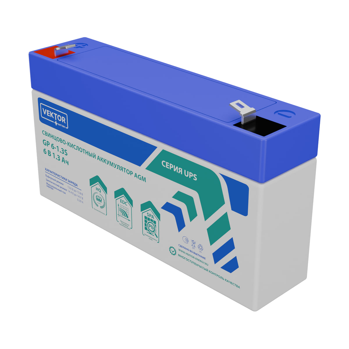 Миниатюра: Купить аккумулятор VEKTOR Plus GP 6-1.3S: AGM, 6 В, 1,3 А&middot;ч. Цена, размеры и характеристики в &laquo;Прайм Электро&raquo;.