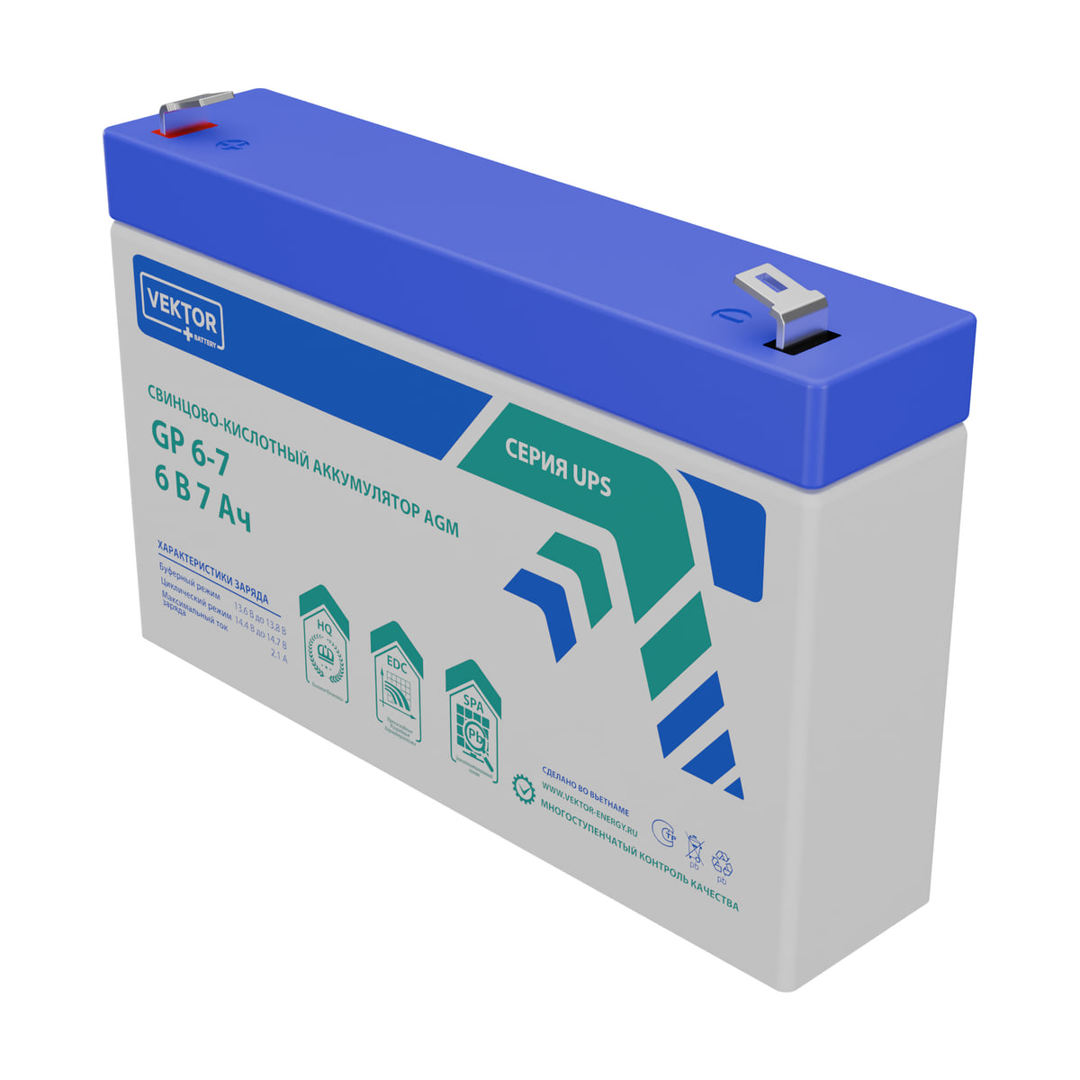 Миниатюра: Купить аккумулятор VEKTOR Plus GP 6-7S: AGM, 6 В, 7 А&middot;ч. Цена, размеры и характеристики в &laquo;Прайм Электро&raquo;.