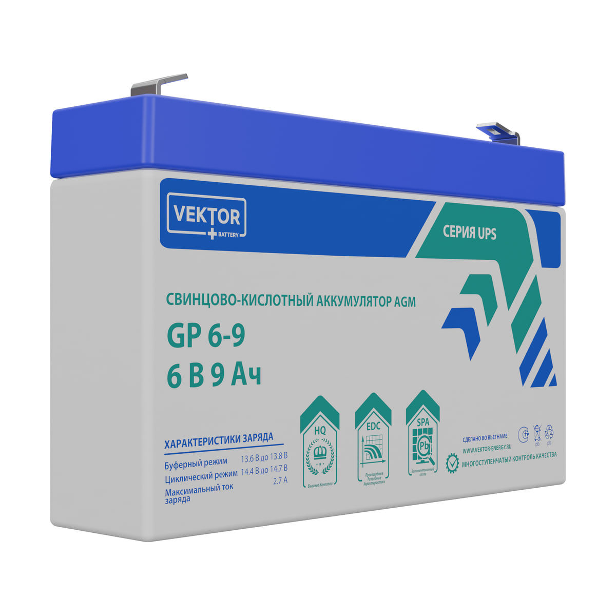 Миниатюра: Купить аккумулятор VEKTOR Plus GP 6-9S: AGM, 6 В, 9 А&middot;ч. Цена, размеры и характеристики в &laquo;Прайм Электро&raquo;.