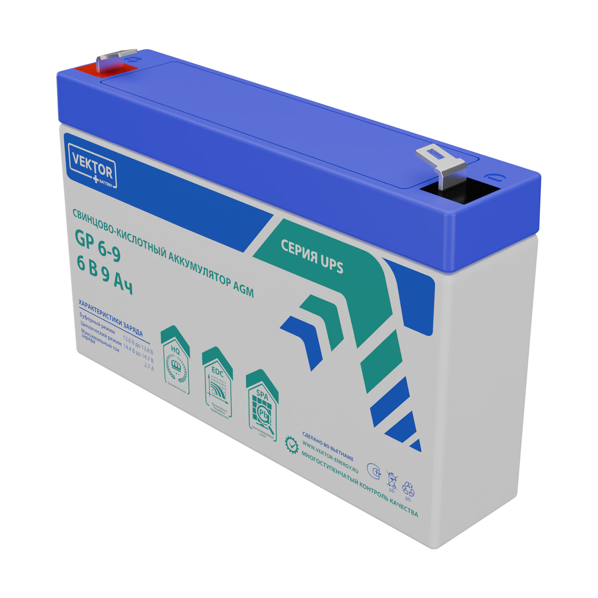 Миниатюра: Купить аккумулятор VEKTOR Plus GP 6-9S: AGM, 6 В, 9 А&middot;ч. Цена, размеры и характеристики в &laquo;Прайм Электро&raquo;.