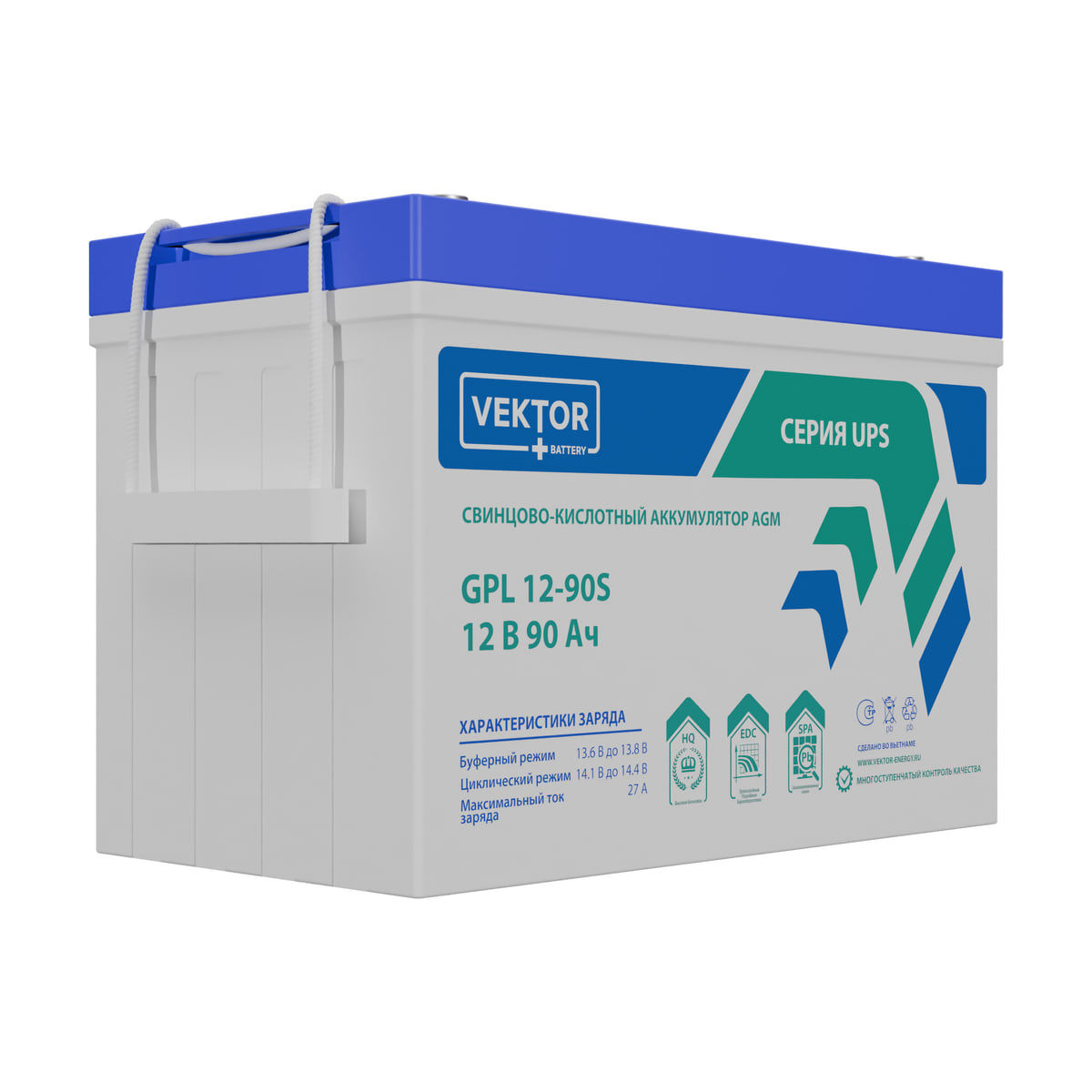 Миниатюра: Купить аккумулятор VEKTOR Plus GPL 12-90S: AGM, 12 В, 90 А&middot;ч. Цена, размеры и характеристики в &laquo;Прайм Электро&raquo;.