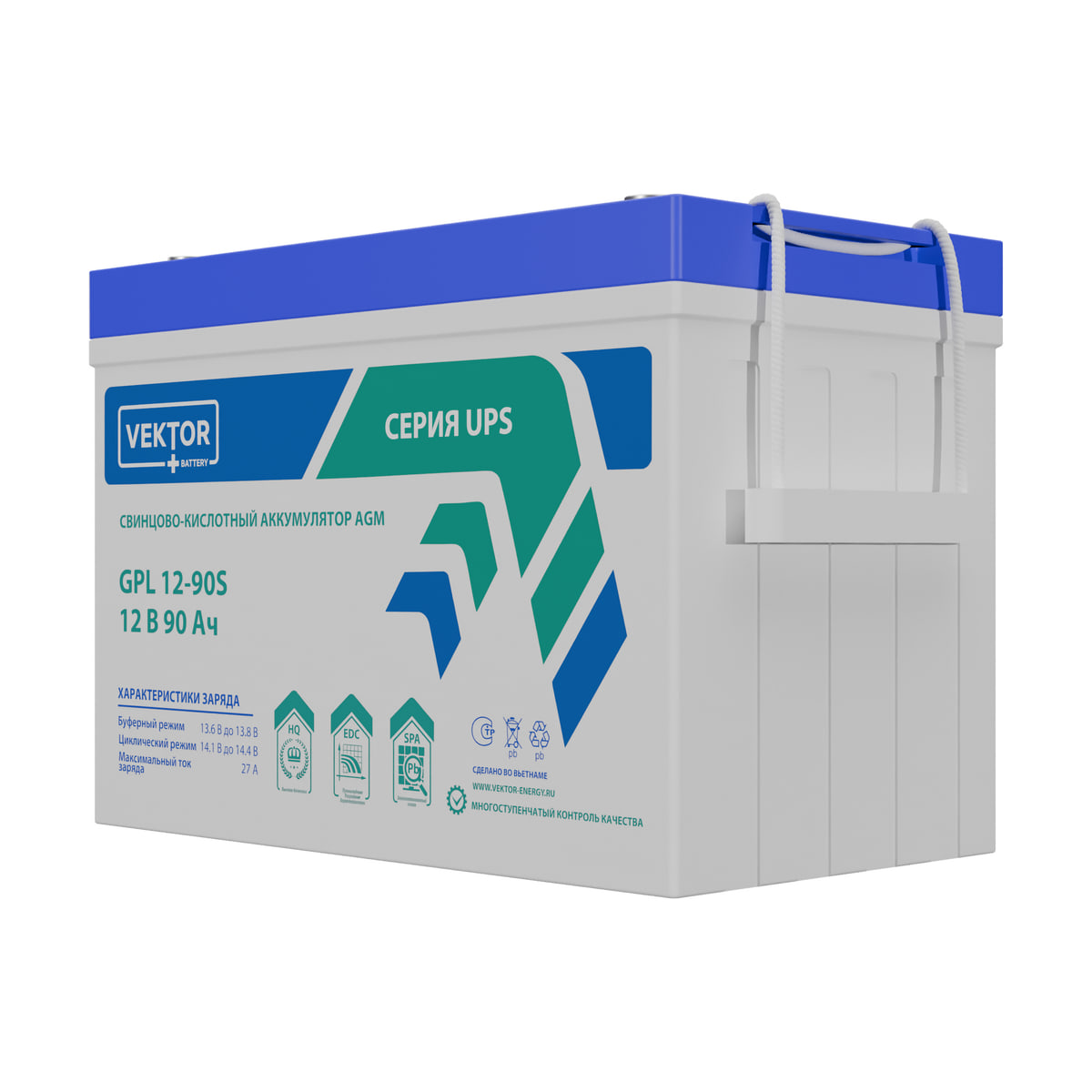Миниатюра: Купить аккумулятор VEKTOR Plus GPL 12-90S: AGM, 12 В, 90 А&middot;ч. Цена, размеры и характеристики в &laquo;Прайм Электро&raquo;.
