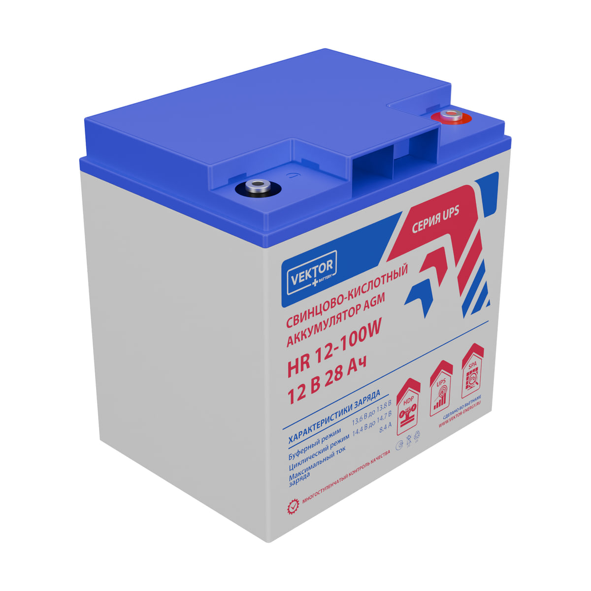Миниатюра: Купить аккумулятор VEKTOR Plus HR 12-100W: AGM, 12 В, 28 А&middot;ч. Цена, размеры и характеристики в &laquo;Прайм Электро&raquo;.