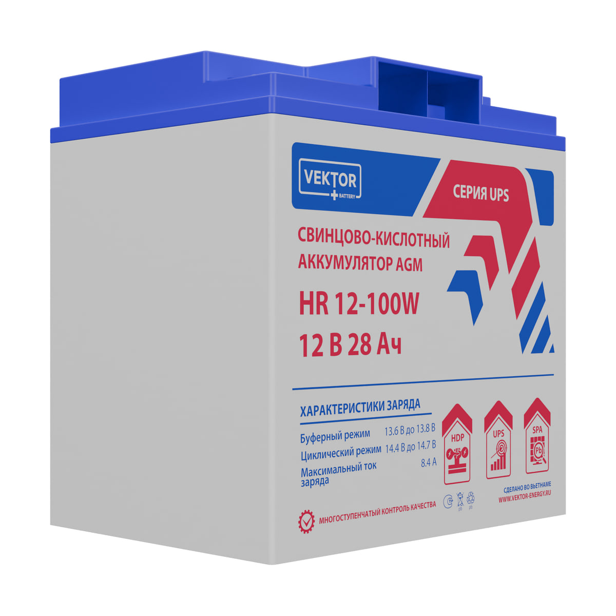 Миниатюра: Купить аккумулятор VEKTOR Plus HR 12-100W: AGM, 12 В, 28 А&middot;ч. Цена, размеры и характеристики в &laquo;Прайм Электро&raquo;.