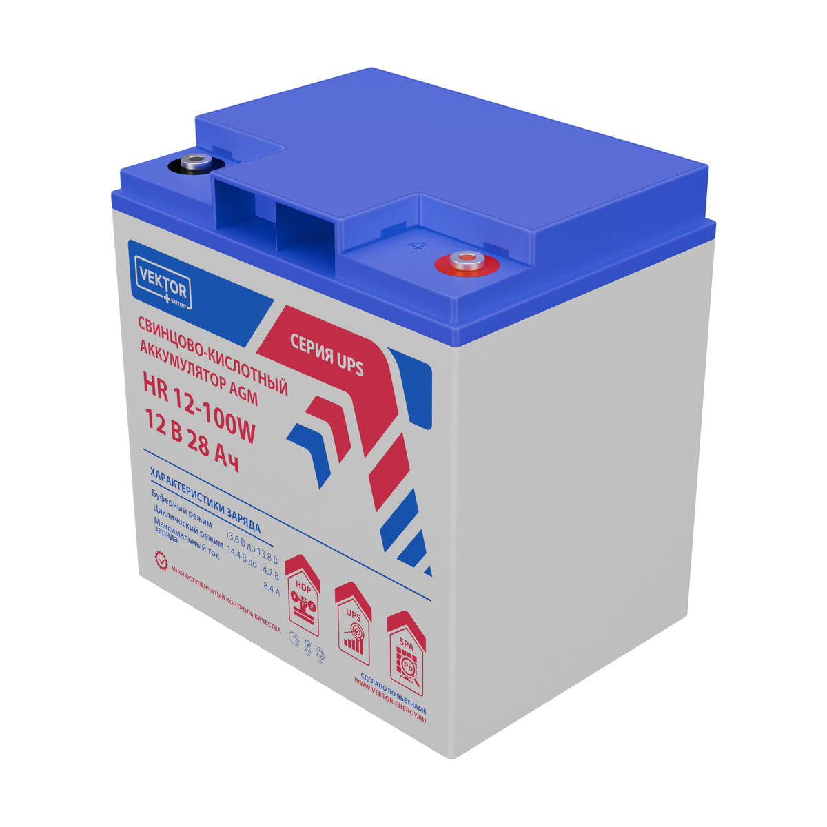 Миниатюра: Купить аккумулятор VEKTOR Plus HR 12-100W: AGM, 12 В, 28 А&middot;ч. Цена, размеры и характеристики в &laquo;Прайм Электро&raquo;.