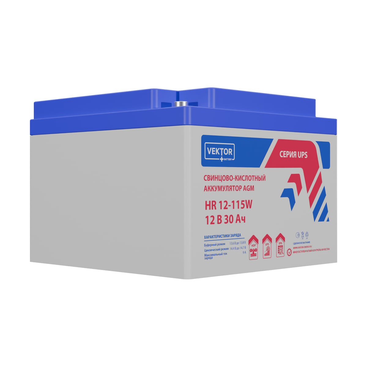 Миниатюра: Купить аккумулятор VEKTOR Plus HR 12-115W: AGM, 12 В, 30 А&middot;ч. Цена, размеры и характеристики в &laquo;Прайм Электро&raquo;.