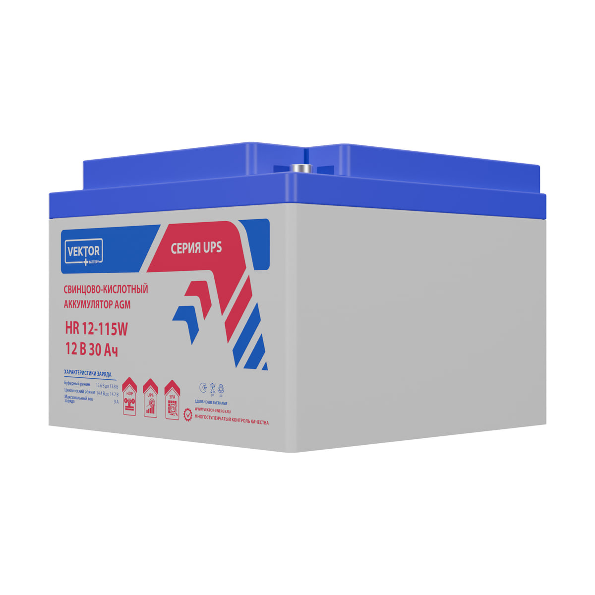 Миниатюра: Купить аккумулятор VEKTOR Plus HR 12-115W: AGM, 12 В, 30 А&middot;ч. Цена, размеры и характеристики в &laquo;Прайм Электро&raquo;.