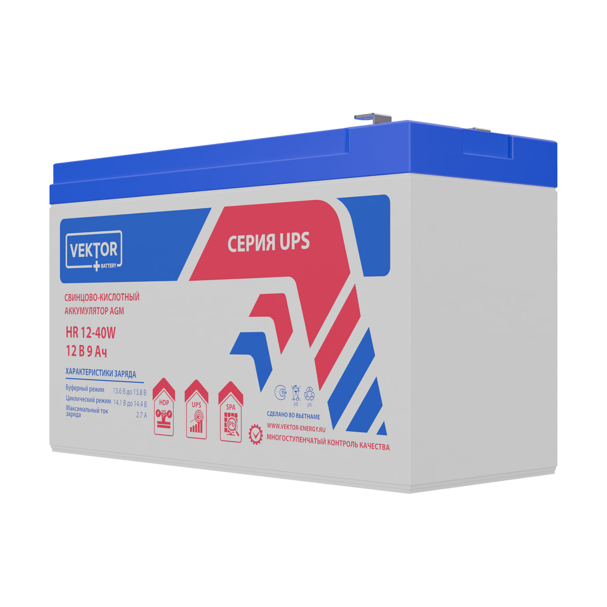Миниатюра: Купить аккумулятор VEKTOR Plus HR 12-40W: AGM, 12 В, 9 А&middot;ч. Цена, размеры и характеристики в &laquo;Прайм Электро&raquo;.