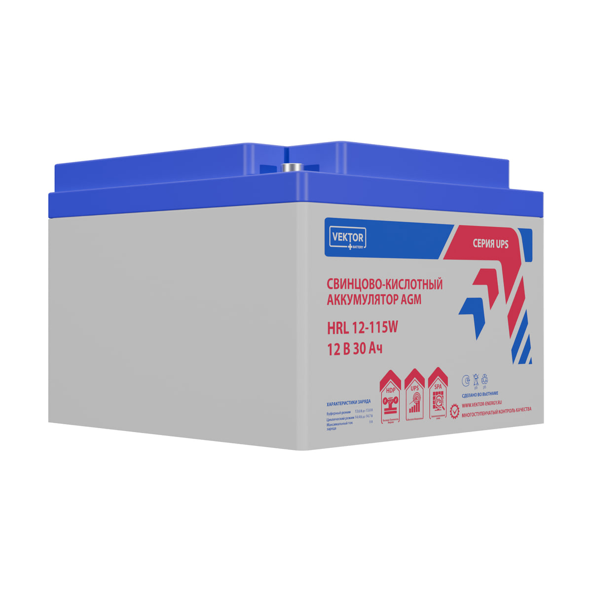 Миниатюра: Купить аккумулятор VEKTOR Plus HRL 12-115W: AGM, 12 В, 30 А&middot;ч. Цена, размеры и характеристики в &laquo;Прайм Электро&raquo;.