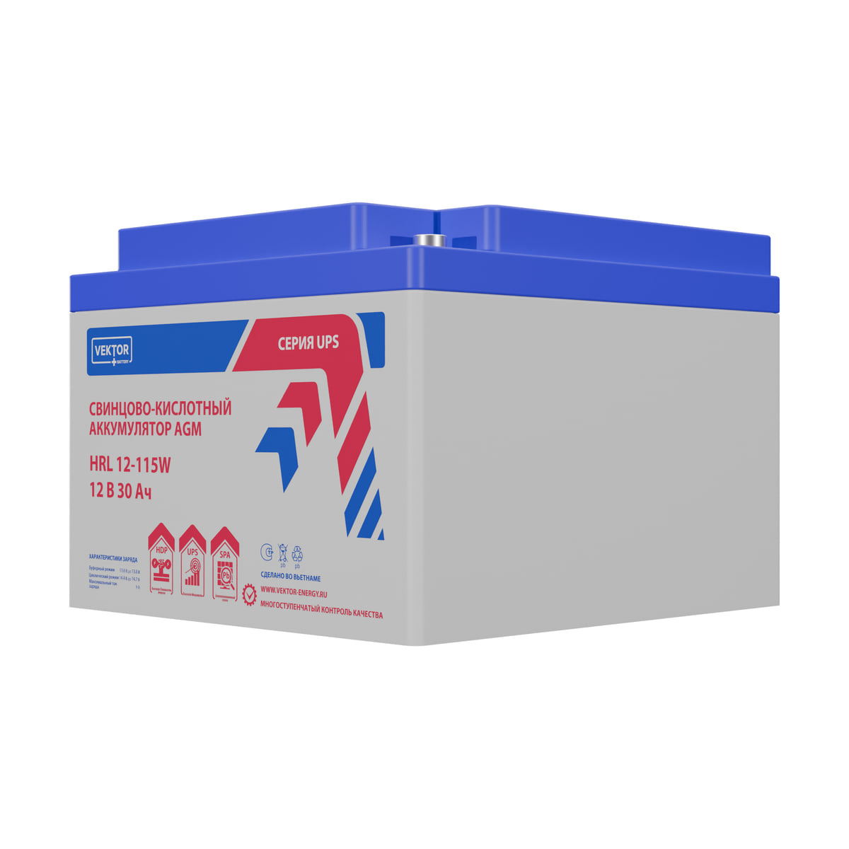 Миниатюра: Купить аккумулятор VEKTOR Plus HRL 12-115W: AGM, 12 В, 30 А&middot;ч. Цена, размеры и характеристики в &laquo;Прайм Электро&raquo;.