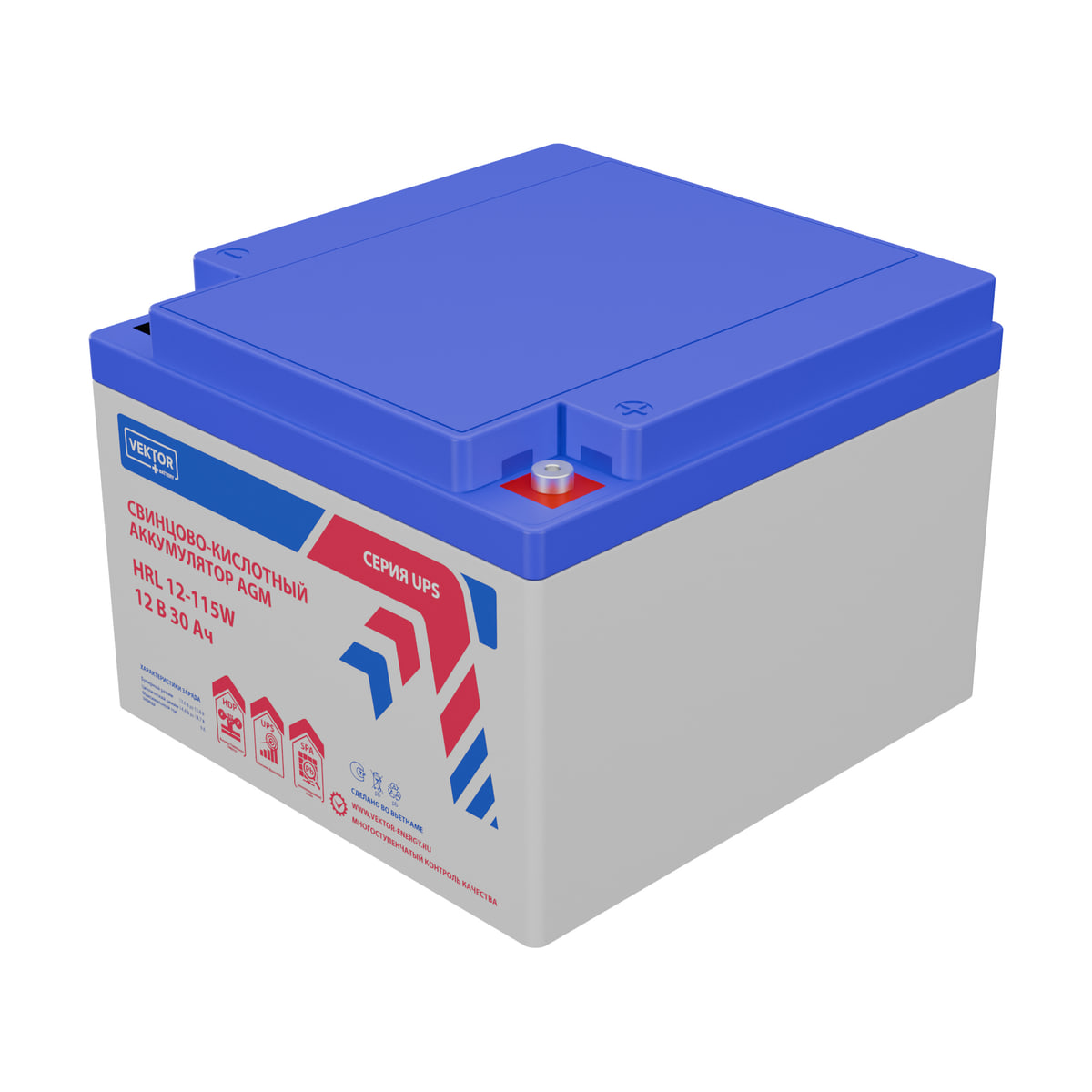 Миниатюра: Купить аккумулятор VEKTOR Plus HRL 12-115W: AGM, 12 В, 30 А&middot;ч. Цена, размеры и характеристики в &laquo;Прайм Электро&raquo;.