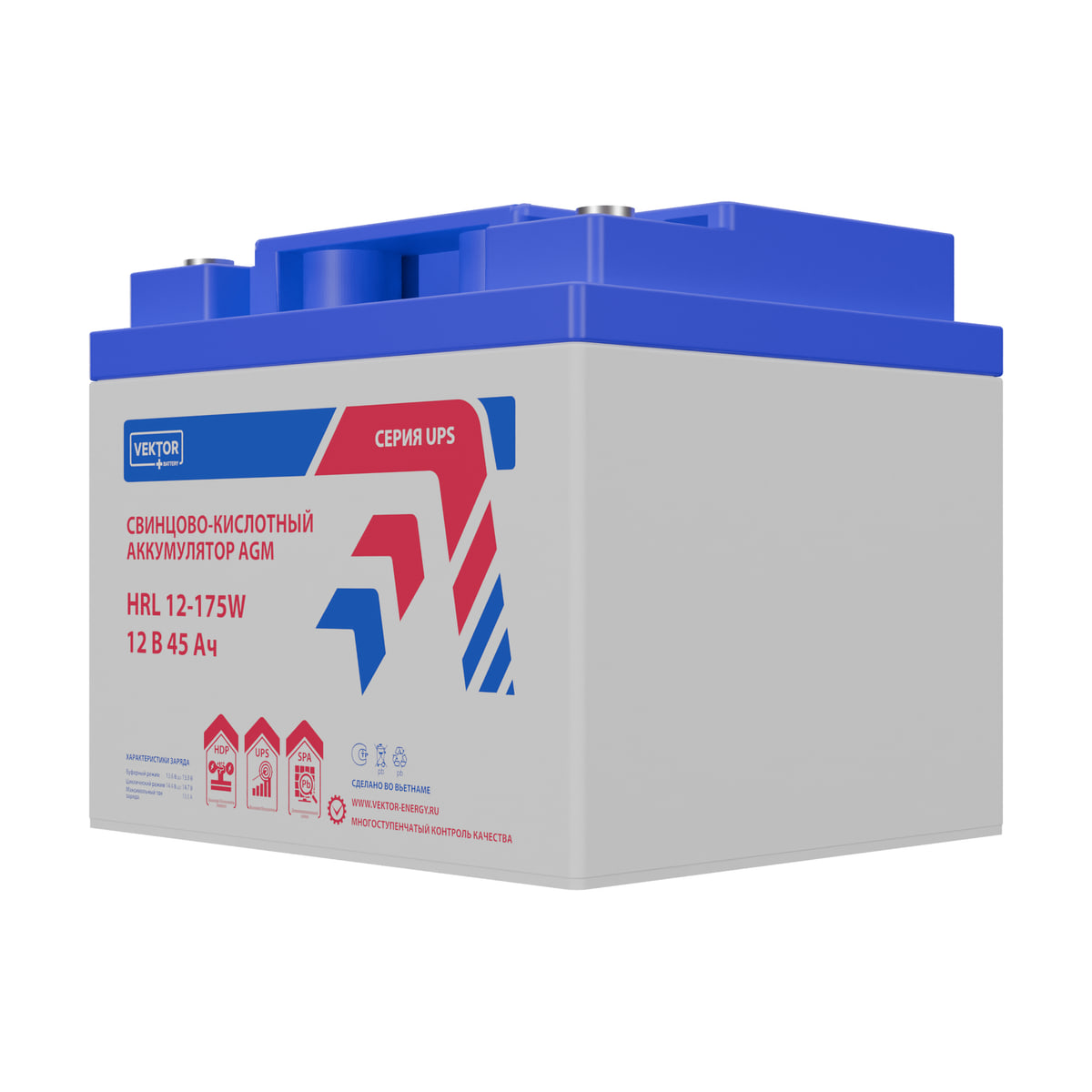 Миниатюра: Купить аккумулятор VEKTOR Plus HRL 12-175W: AGM, 12 В, 45 А&middot;ч. Цена, размеры и характеристики в &laquo;Прайм Электро&raquo;.