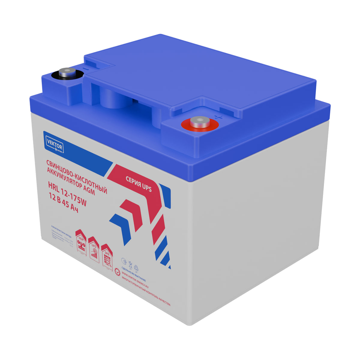 Миниатюра: Купить аккумулятор VEKTOR Plus HRL 12-175W: AGM, 12 В, 45 А&middot;ч. Цена, размеры и характеристики в &laquo;Прайм Электро&raquo;.