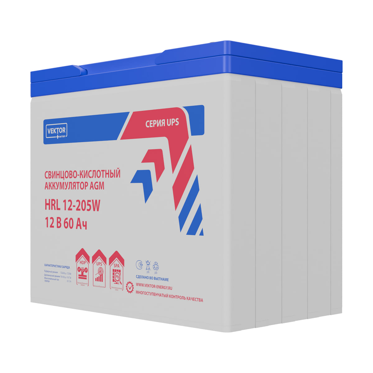 Миниатюра: Купить аккумулятор VEKTOR Plus HRL 12-205W: AGM, 12 В, 60 А&middot;ч. Цена, размеры и характеристики в &laquo;Прайм Электро&raquo;.
