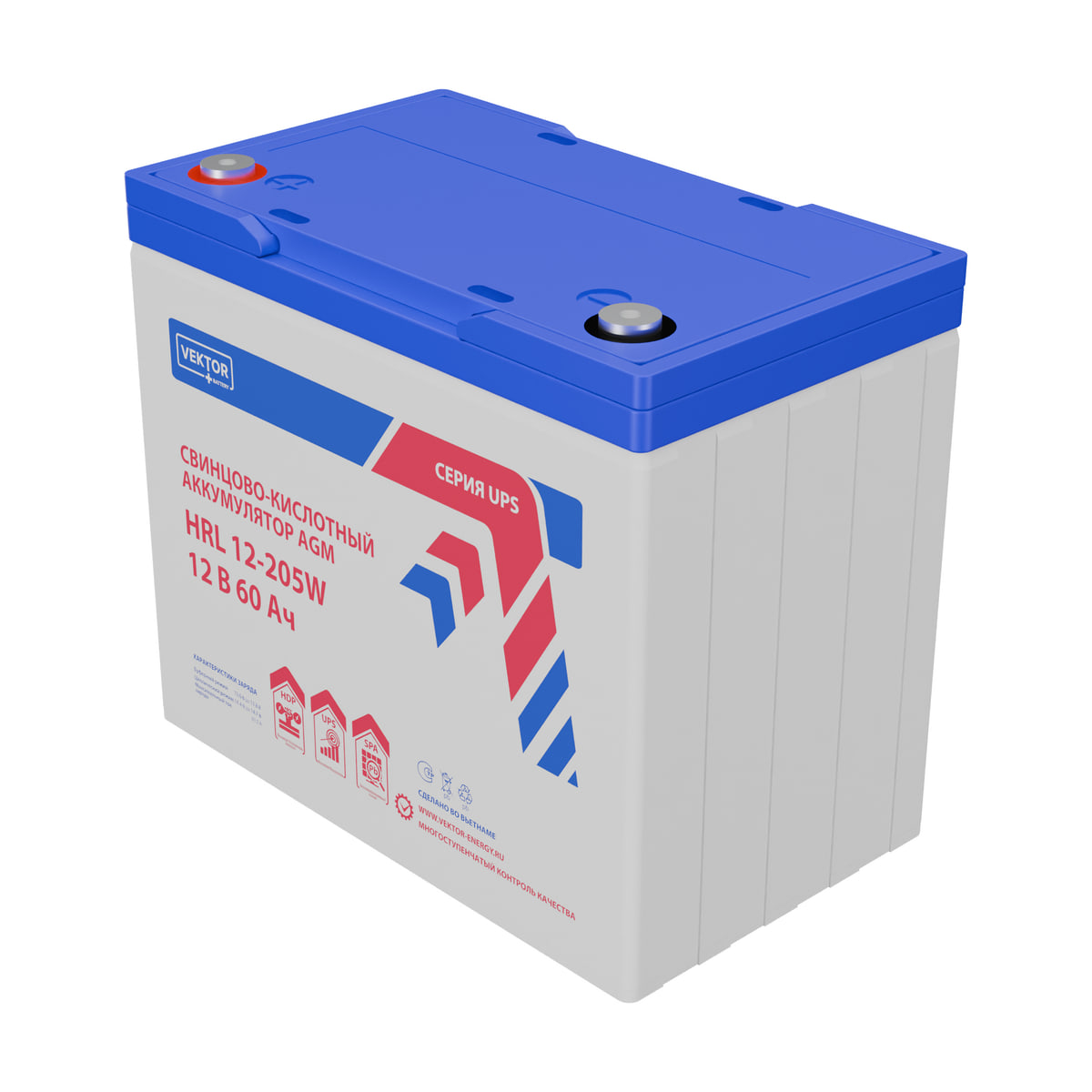 Миниатюра: Купить аккумулятор VEKTOR Plus HRL 12-205W: AGM, 12 В, 60 А&middot;ч. Цена, размеры и характеристики в &laquo;Прайм Электро&raquo;.