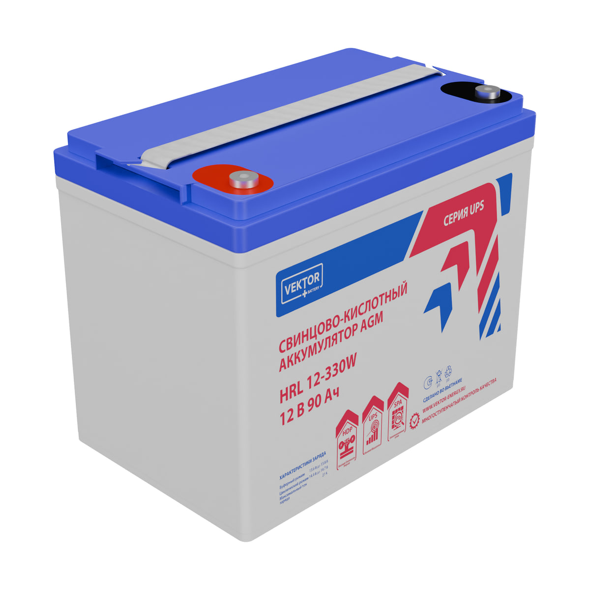 Миниатюра: Купить аккумулятор VEKTOR Plus HRL 12-330W: AGM, 12 В, 90 А&middot;ч. Цена, размеры и характеристики в &laquo;Прайм Электро&raquo;.