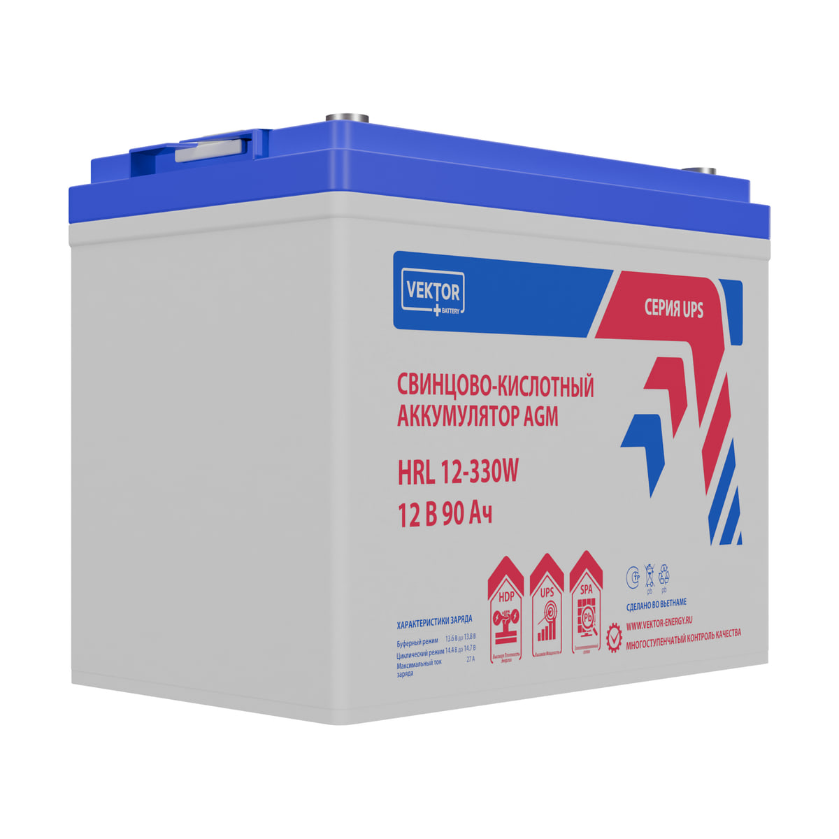 Миниатюра: Купить аккумулятор VEKTOR Plus HRL 12-330W: AGM, 12 В, 90 А&middot;ч. Цена, размеры и характеристики в &laquo;Прайм Электро&raquo;.