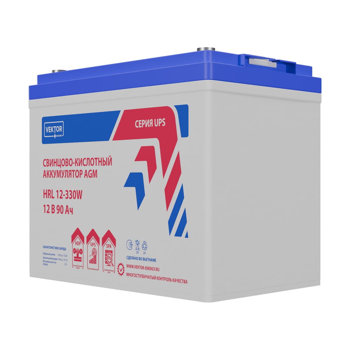 Миниатюра: Купить аккумулятор VEKTOR Plus HRL 12-330W: AGM, 12 В, 90 А&middot;ч. Цена, размеры и характеристики в &laquo;Прайм Электро&raquo;.
