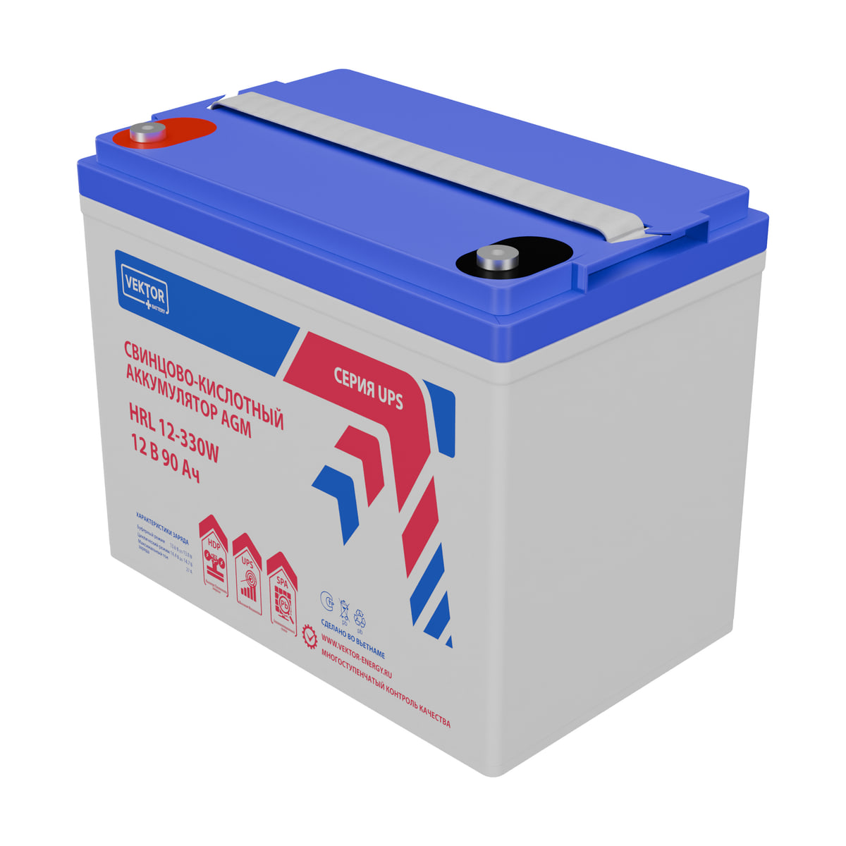 Миниатюра: Купить аккумулятор VEKTOR Plus HRL 12-330W: AGM, 12 В, 90 А&middot;ч. Цена, размеры и характеристики в &laquo;Прайм Электро&raquo;.