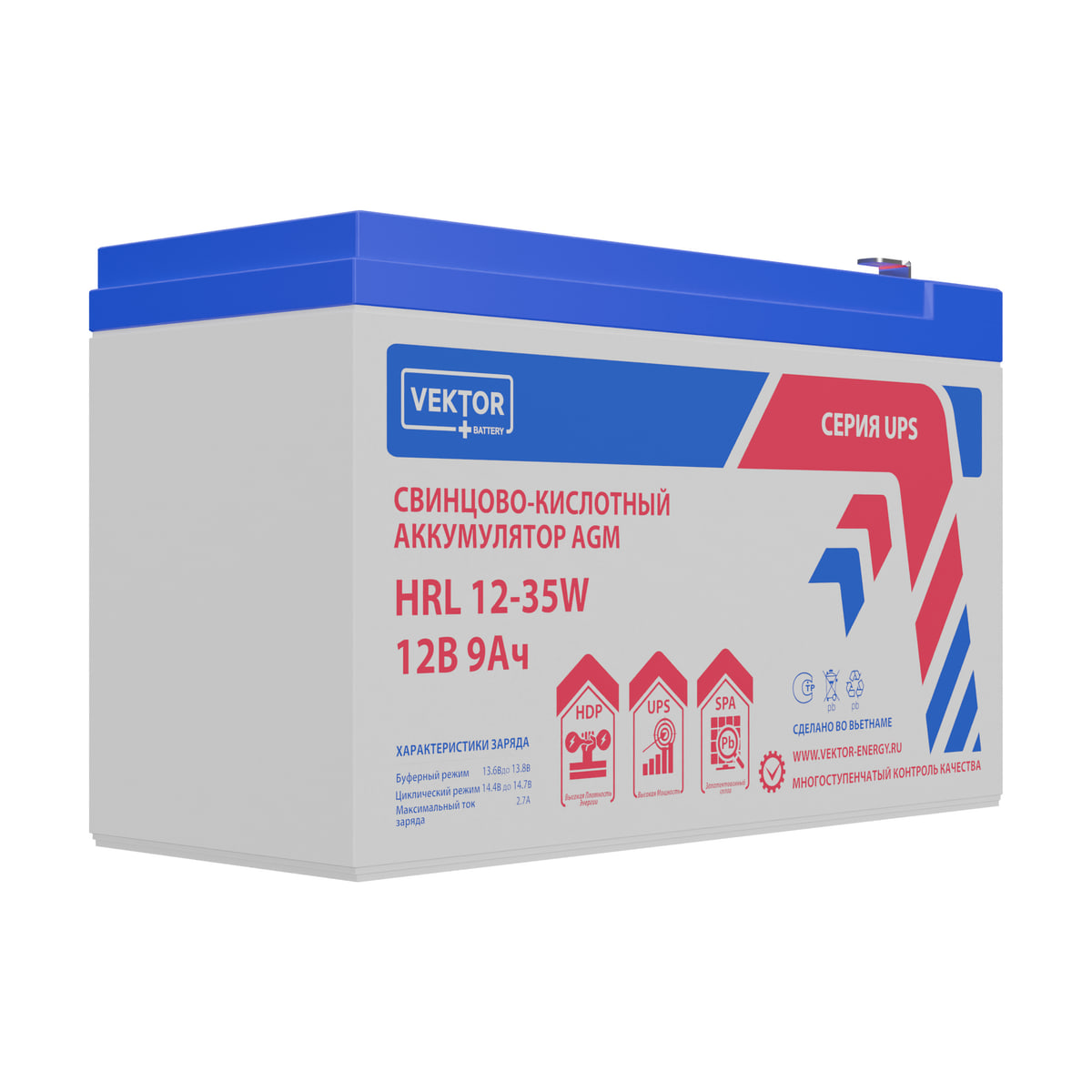 Миниатюра: Купить аккумулятор VEKTOR Plus HRL 12-35W: AGM, 12 В, 8 А&middot;ч. Цена, размеры и характеристики в &laquo;Прайм Электро&raquo;.
