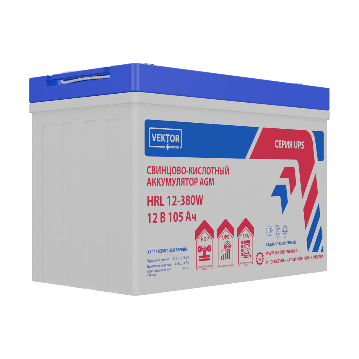 Миниатюра: Купить аккумулятор VEKTOR Plus HRL 12-380W: AGM, 12 В, 105 А&middot;ч. Цена, размеры и характеристики в &laquo;Прайм Электро&raquo;.