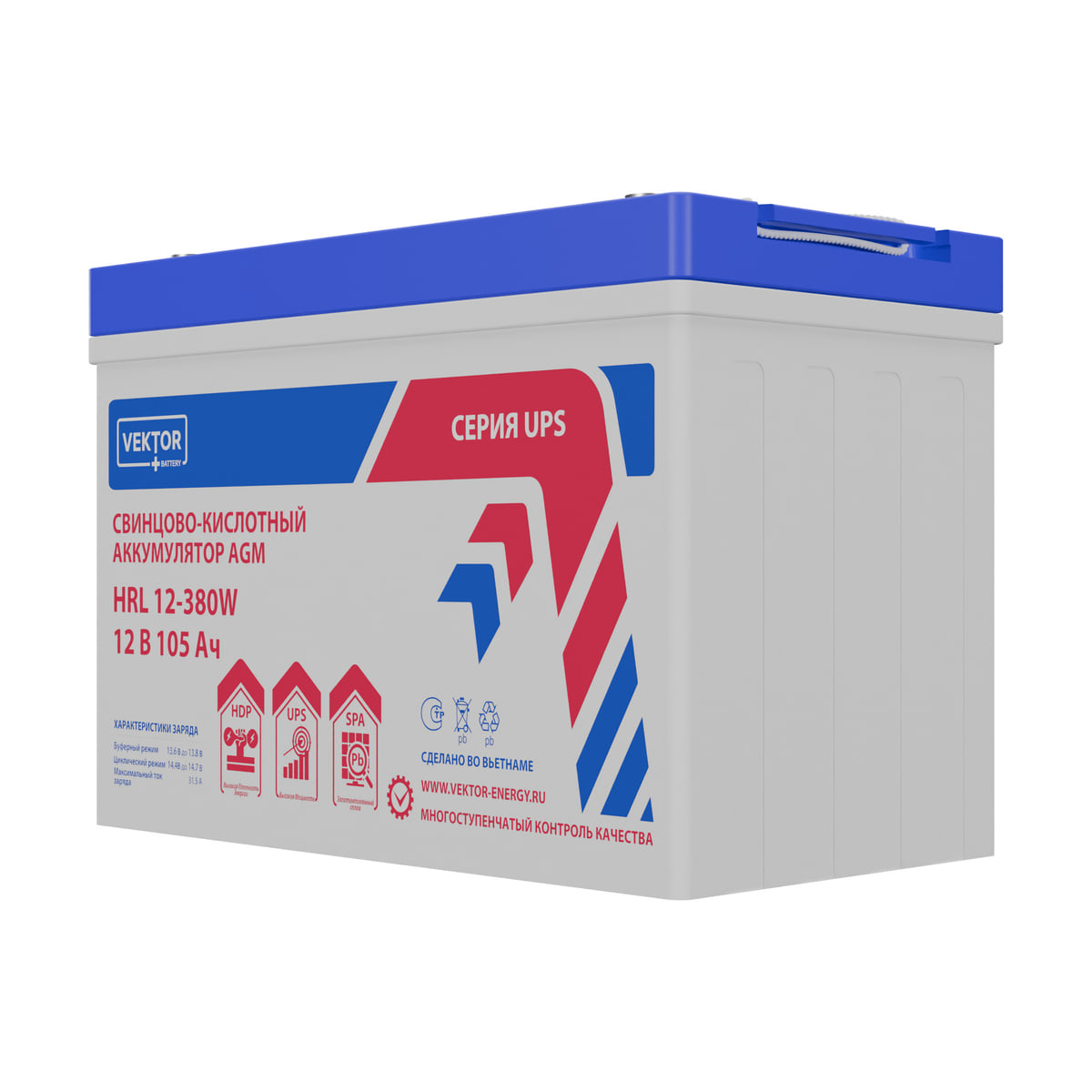 Миниатюра: Купить аккумулятор VEKTOR Plus HRL 12-380W: AGM, 12 В, 105 А&middot;ч. Цена, размеры и характеристики в &laquo;Прайм Электро&raquo;.