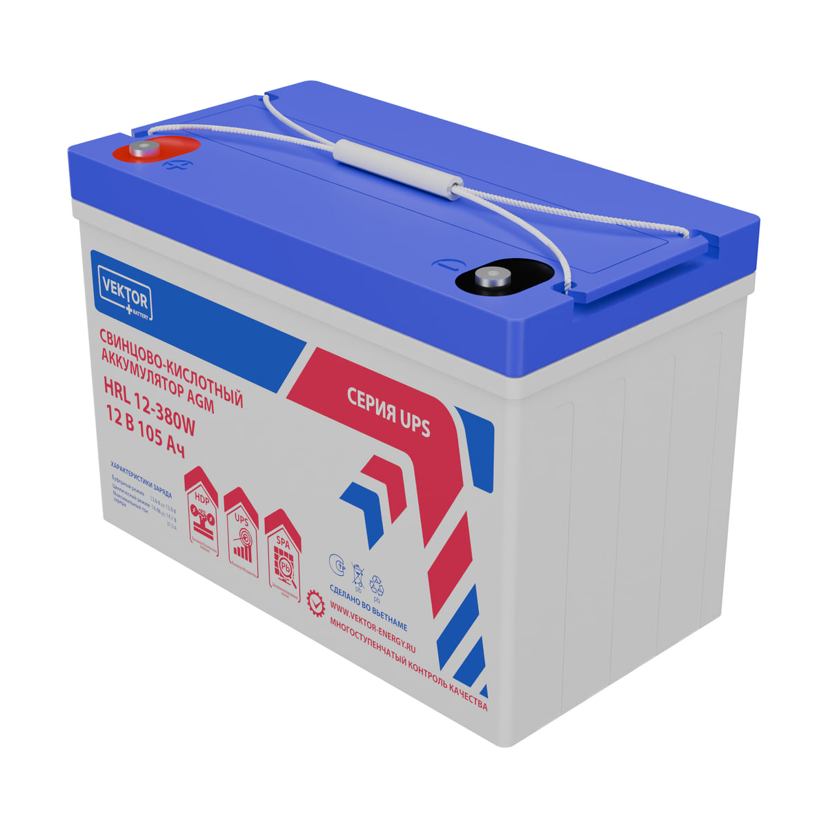 Миниатюра: Купить аккумулятор VEKTOR Plus HRL 12-380W: AGM, 12 В, 105 А&middot;ч. Цена, размеры и характеристики в &laquo;Прайм Электро&raquo;.
