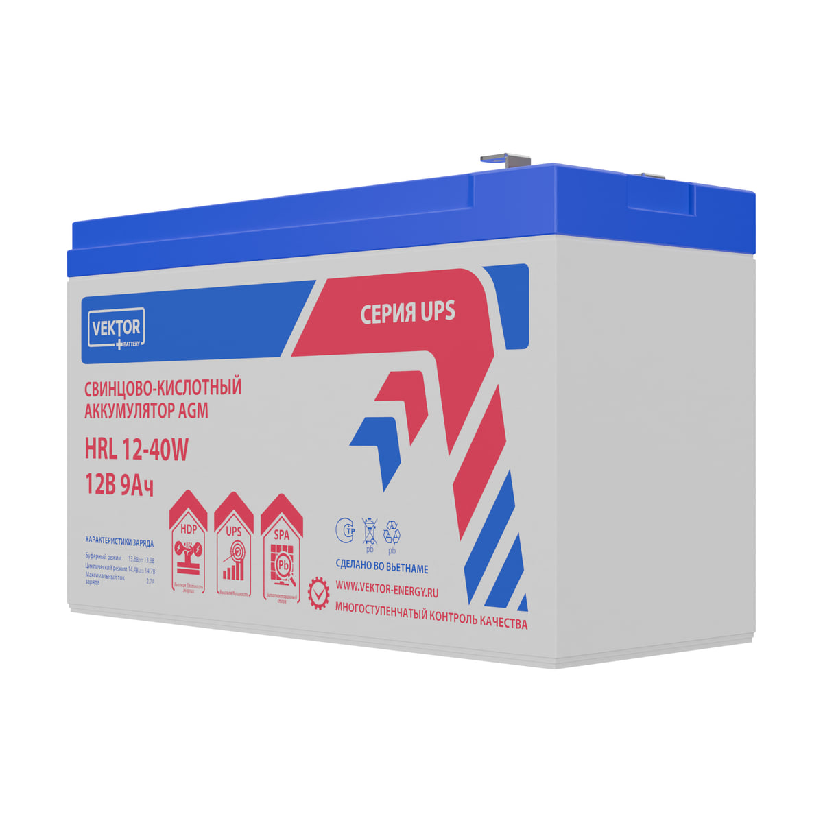Миниатюра: Купить аккумулятор VEKTOR Plus HRL 12-40W: AGM, 12 В, 9 А&middot;ч. Цена, размеры и характеристики в &laquo;Прайм Электро&raquo;.
