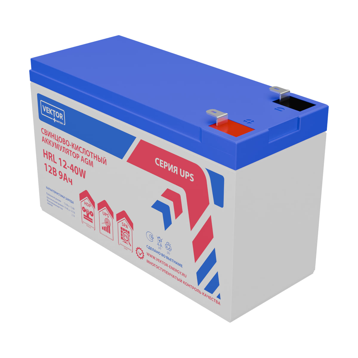 Миниатюра: Купить аккумулятор VEKTOR Plus HRL 12-40W: AGM, 12 В, 9 А&middot;ч. Цена, размеры и характеристики в &laquo;Прайм Электро&raquo;.