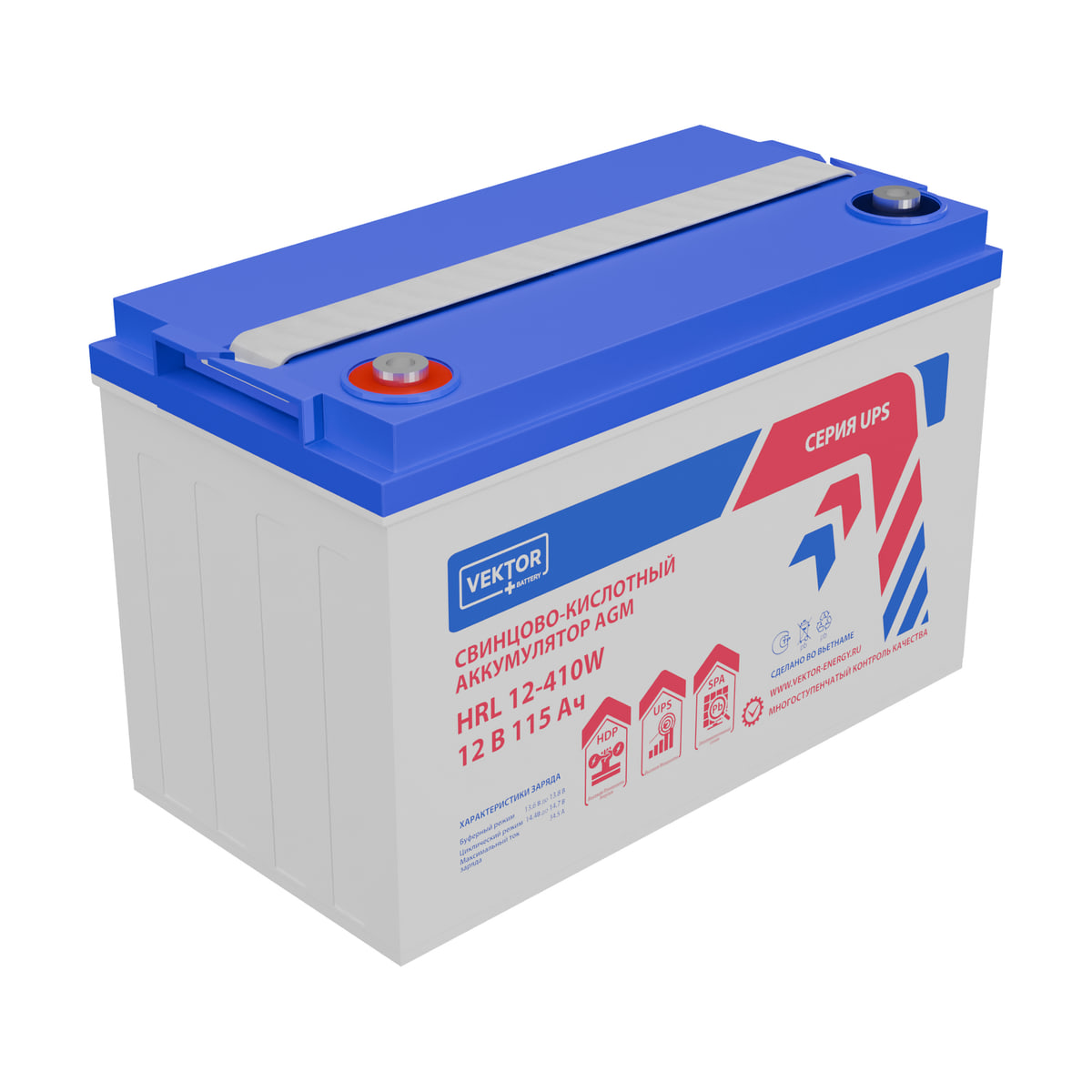 Миниатюра: Купить аккумулятор VEKTOR Plus HRL 12-410W: AGM, 12 В, 115 А&middot;ч. Цена, размеры и характеристики в &laquo;Прайм Электро&raquo;.