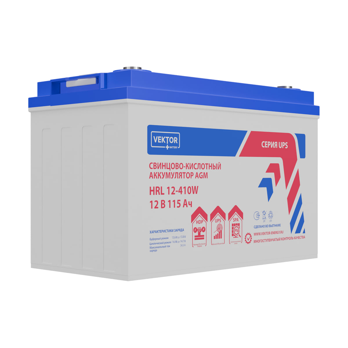 Миниатюра: Купить аккумулятор VEKTOR Plus HRL 12-410W: AGM, 12 В, 115 А&middot;ч. Цена, размеры и характеристики в &laquo;Прайм Электро&raquo;.