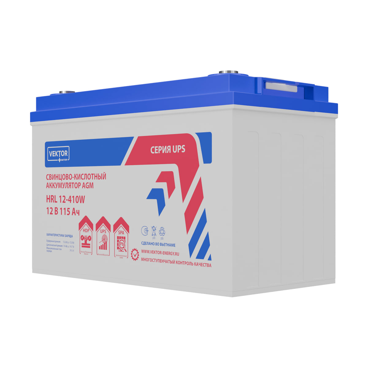 Миниатюра: Купить аккумулятор VEKTOR Plus HRL 12-410W: AGM, 12 В, 115 А&middot;ч. Цена, размеры и характеристики в &laquo;Прайм Электро&raquo;.